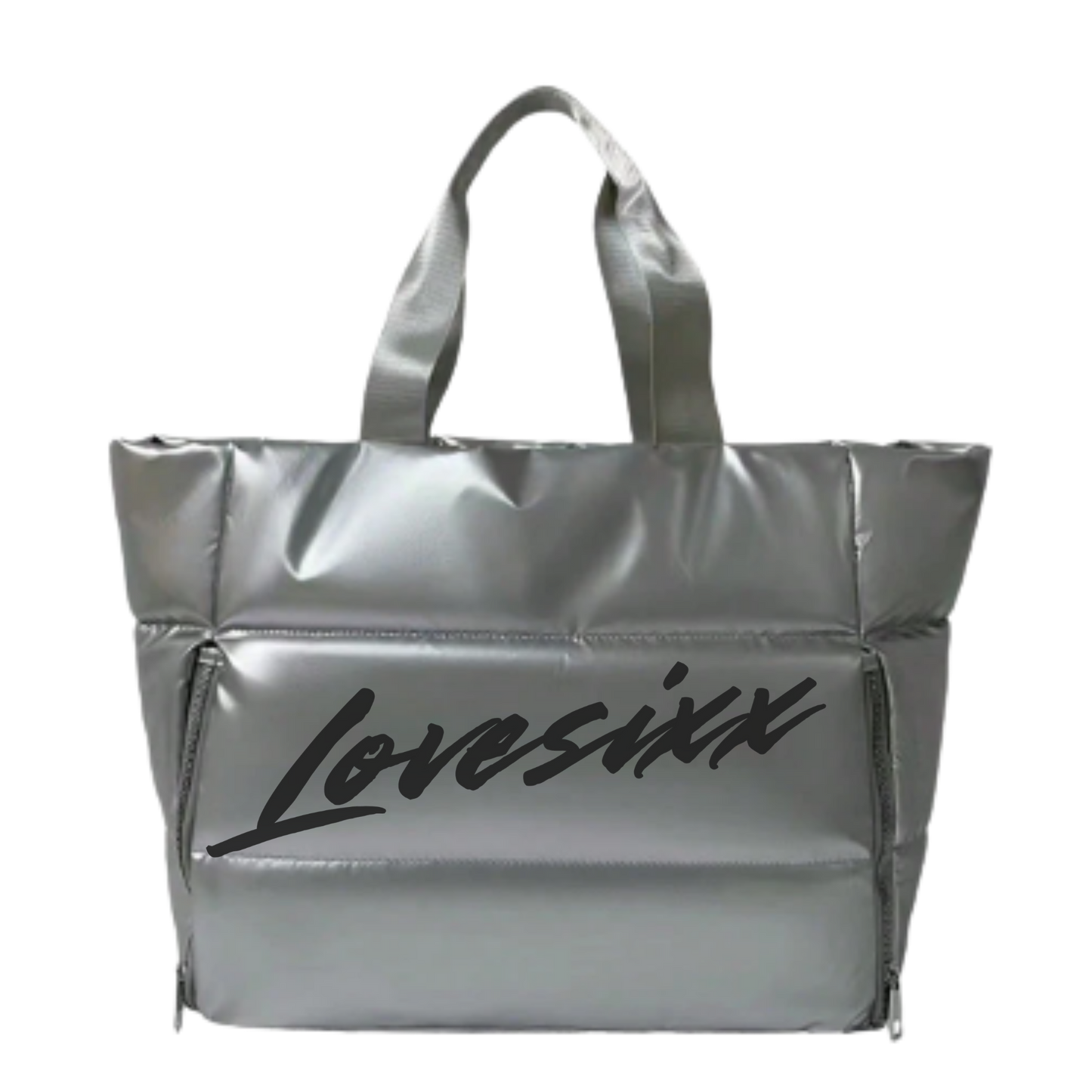Love Puffer tote-Silver