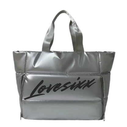 Love Puffer tote-Silver