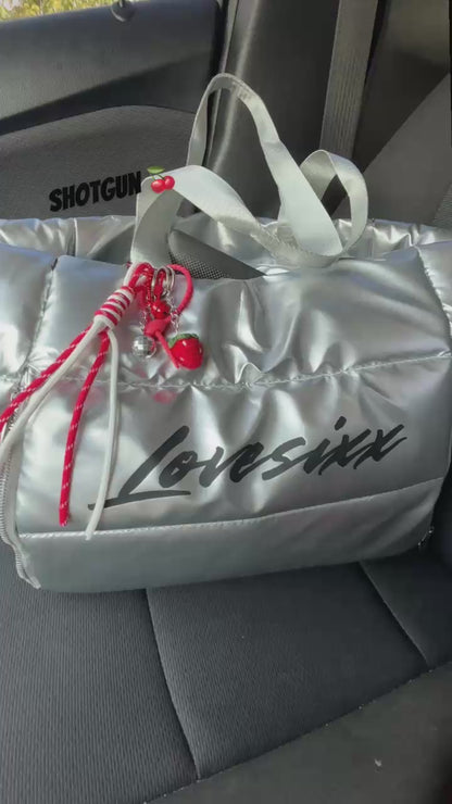 Love Puffer tote-Silver